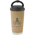 Octopus & Burlap Print Stainless Steel Coffee Tumbler (Personalized)