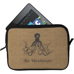 Octopus & Burlap Print Tablet Case / Sleeve - Small (Personalized)