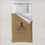 Octopus & Burlap Print Toddler Duvet Cover w/ Name or Text