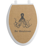 Octopus & Burlap Print Toilet Seat Decal - Elongated (Personalized)