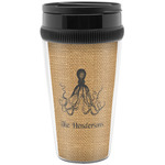 Octopus & Burlap Print Acrylic Travel Mug without Handle (Personalized)