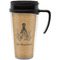 Octopus & Burlap Print Travel Mug with Black Handle - Front