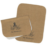 Octopus & Burlap Print Burp Cloths - Fleece - Set of 2 w/ Name or Text