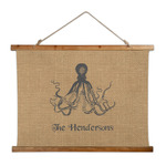 Octopus & Burlap Print Wall Hanging Tapestry - Wide (Personalized)