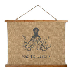 Octopus & Burlap Print Wall Hanging Tapestry - Wide (Personalized)