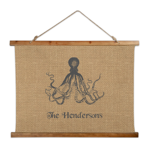 Custom Octopus & Burlap Print Wall Hanging Tapestry - Wide (Personalized)