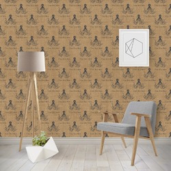 Octopus & Burlap Print Wallpaper & Surface Covering (Water Activated - Removable)