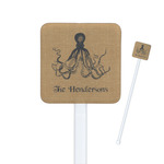 Octopus & Burlap Print Square Plastic Stir Sticks - Double Sided (Personalized)