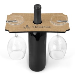 Octopus & Burlap Print Wine Bottle & Glass Holder (Personalized)