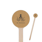 Octopus & Burlap Print 7.5" Round Wooden Stir Sticks - Single Sided (Personalized)