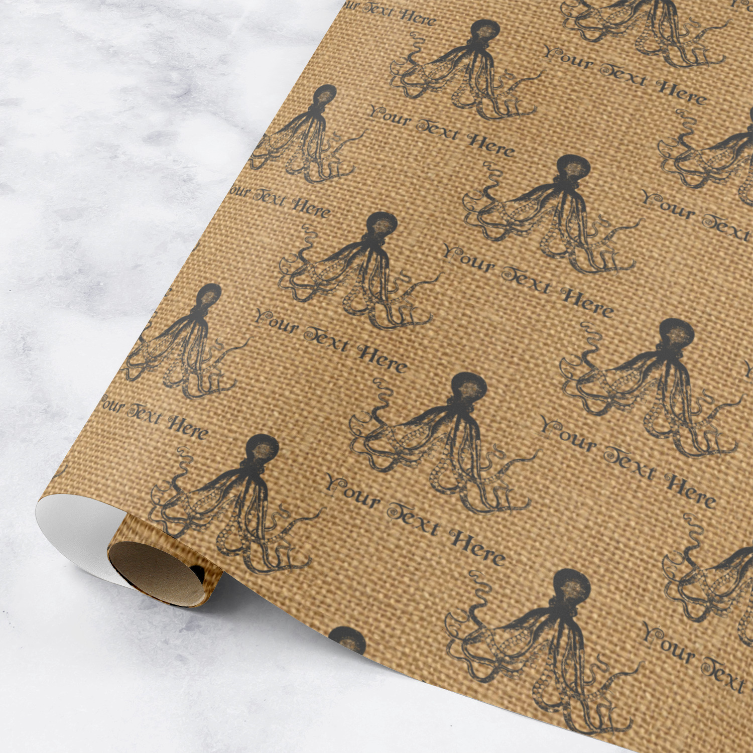 Custom Octopus & Burlap Print Wrapping Paper (Personalized