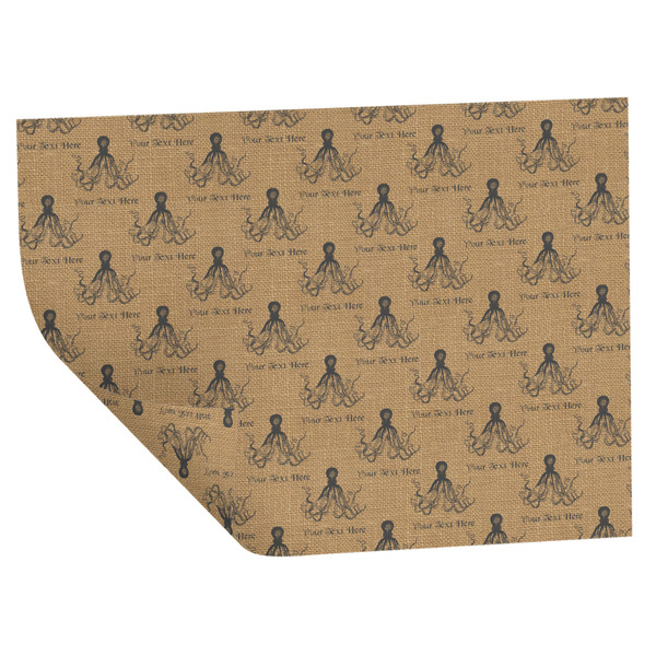 Custom Octopus & Burlap Print Wrapping Paper Sheets - Double-Sided - 20" x 28" (Personalized)