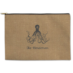 Octopus & Burlap Print Zipper Pouch (Personalized)