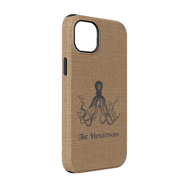 Custom Octopus & Burlap Print iPhone Case - Rubber Lined - iPhone 14 (Personalized)