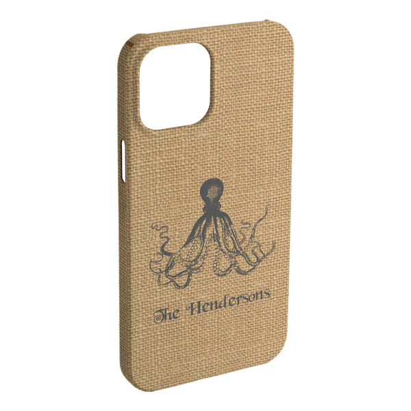 Custom Octopus & Burlap Print iPhone Case - Plastic - iPhone 15 Plus (Personalized)