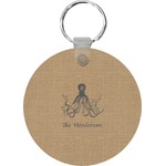 Octopus & Burlap Print Round Plastic Keychain (Personalized)