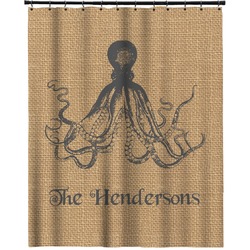 Octopus & Burlap Print Extra Long Shower Curtain - 70"x84" (Personalized)