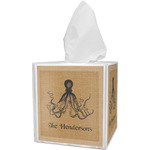 Octopus & Burlap Print Tissue Box Cover (Personalized)