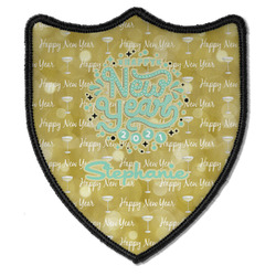 Happy New Year Iron on Shield Patch B w/ Name or Text