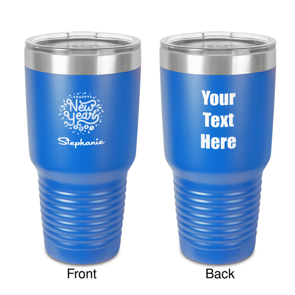 Custom Happy New Year 30 oz Stainless Steel Tumbler - Royal Blue - Double-Sided (Personalized)