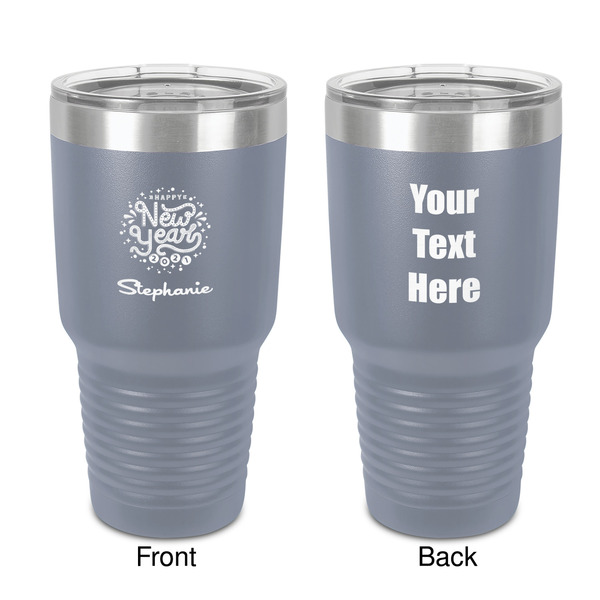 Custom Happy New Year 30 oz Stainless Steel Tumbler - Grey - Double-Sided (Personalized)