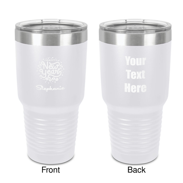 Custom Happy New Year 30 oz Stainless Steel Tumbler - White - Double-Sided (Personalized)