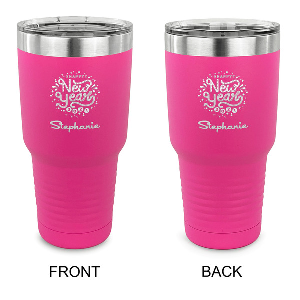 Custom Happy New Year 30 oz Stainless Steel Tumbler - Pink - Double Sided (Personalized)