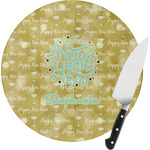 Happy New Year Round Glass Cutting Board - Small (Personalized)