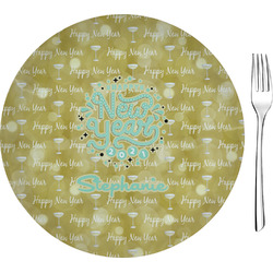 Happy New Year Glass Appetizer / Dessert Plate 8" (Personalized)