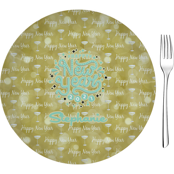 Custom Happy New Year 8" Glass Appetizer / Dessert Plates - Single or Set (Personalized)