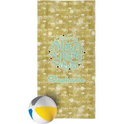 Happy New Year Beach Towel w/ Name or Text