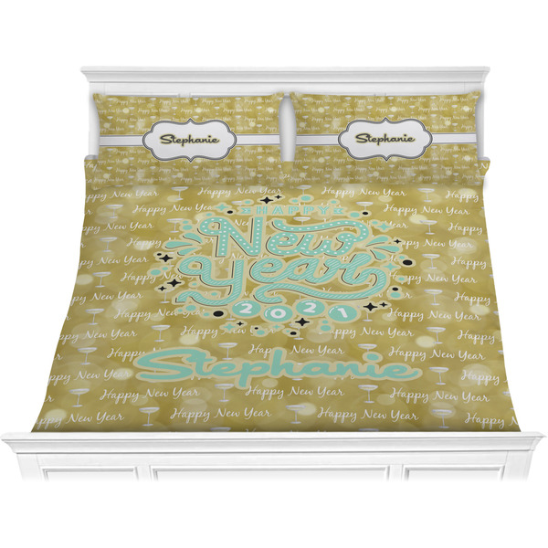 Custom Happy New Year Comforter Set - King w/ Name or Text