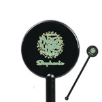 Happy New Year 5.5" Round Plastic Stir Sticks - Black - Single Sided (Personalized)