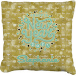 Happy New Year Faux-Linen Throw Pillow 18" w/ Name or Text