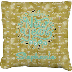 Happy New Year Faux-Linen Throw Pillow 18" w/ Name or Text