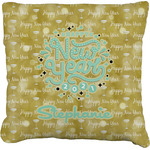 Happy New Year Faux-Linen Throw Pillow 20" w/ Name or Text