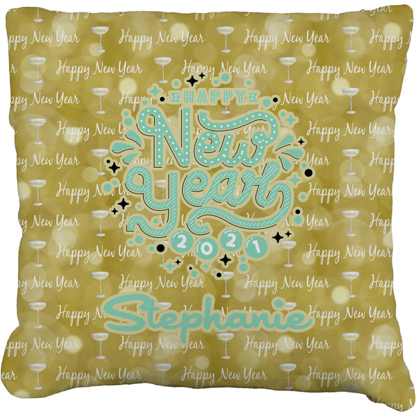 Custom Happy New Year Faux-Linen Throw Pillow 20" w/ Name or Text