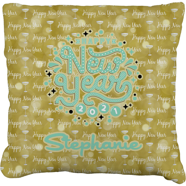 Custom Happy New Year Faux-Linen Throw Pillow 26" w/ Name or Text