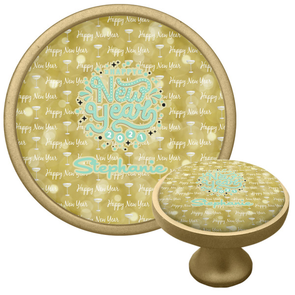 Custom Happy New Year Cabinet Knob - Gold (Personalized)