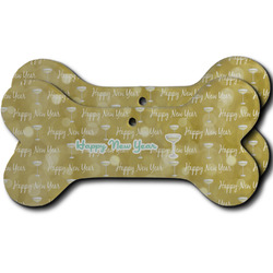 Happy New Year Ceramic Dog Ornament - Front & Back w/ Name or Text