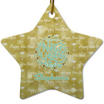 Happy New Year Star Ceramic Ornament w/ Name or Text