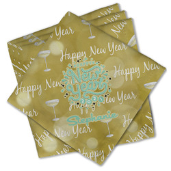 Happy New Year Cloth Cocktail Napkins - Set of 4 w/ Name or Text