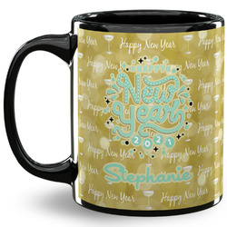 Happy New Year 11 Oz Coffee Mug - Black (Personalized)