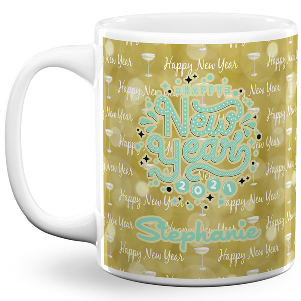 Custom Happy New Year 11 Oz Coffee Mug - White (Personalized)