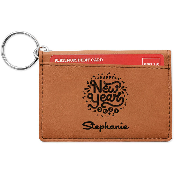 Custom Happy New Year Leatherette Keychain ID Holder - Single Sided (Personalized)