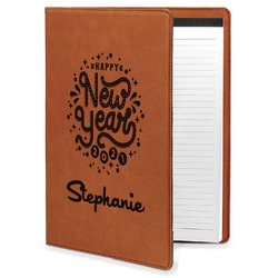 Happy New Year Leatherette Portfolio with Notepad - Large - Single Sided (Personalized)