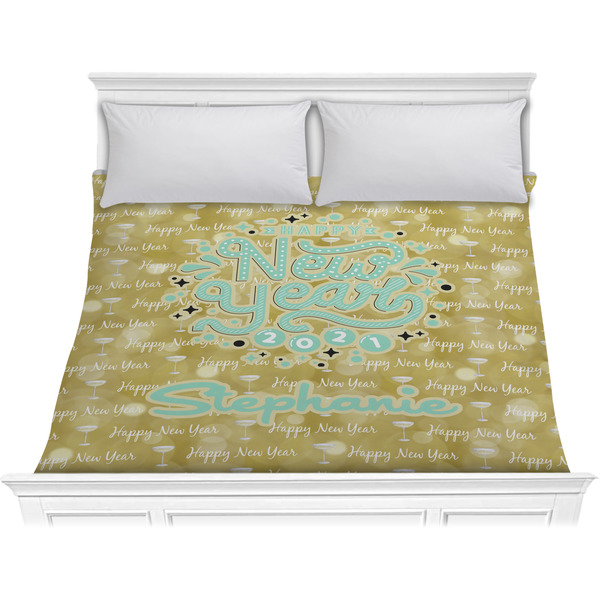 Custom Happy New Year Comforter - King w/ Name or Text