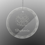 Happy New Year Engraved Glass Ornament - Round (Personalized)