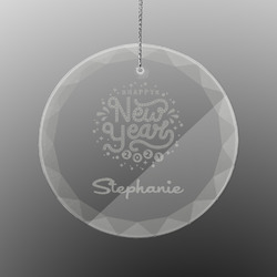Happy New Year Engraved Glass Ornament - Round (Personalized)