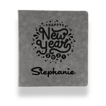 Happy New Year Leather Binder - 1" - Grey (Personalized)